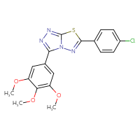 Chemical structure of 6-(4-chlorophenyl)-3-(3,4,5-trimethoxyphenyl)-[1,2,4]triazolo[3,4-b][1,3,4]thiadiazole - CSSB00121637963