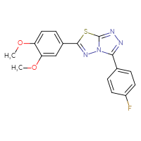 Chemical structure of 6-(3,4-dimethoxyphenyl)-3-(4-fluorophenyl)-[1,2,4]triazolo[3,4-b][1,3,4]thiadiazole - CSSB00121637873