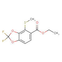 Chemical structure of ethyl 2,2-difluoro-4-(methylsulfanyl)-2H-1,3-benzodioxole-5-carboxylate - CSSB15066940872