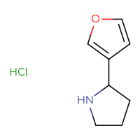 Chemical structure of 2-(furan-3-yl)pyrrolidine hydrochloride - CSSB00132314080