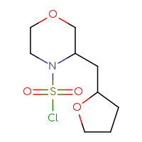 Chemical structure of 3-[(oxolan-2-yl)methyl]morpholine-4-sulfonyl chloride - CSSB06621653478