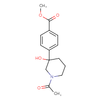 Chemical structure of methyl 4-(1-acetyl-3-hydroxypiperidin-3-yl)benzoate - CSSB21291564868