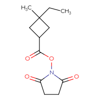 Chemical structure of 2,5-dioxopyrrolidin-1-yl 3-ethyl-3-methylcyclobutane-1-carboxylate - CSSB00130763428