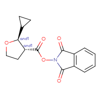 Chemical structure of rac-1,3-dioxo-2,3-dihydro-1H-isoindol-2-yl (2R,3S)-2-cyclopropyloxolane-3-carboxylate - CSSB02125422571