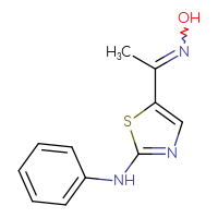 Chemical structure of 5-[1-(hydroxyimino)ethyl]-N-phenyl-1,3-thiazol-2-amine - CSSB00009998905