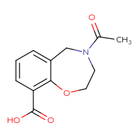 Chemical structure of 4-acetyl-2,3,4,5-tetrahydro-1,4-benzoxazepine-9-carboxylic acid - CSSB01995674724