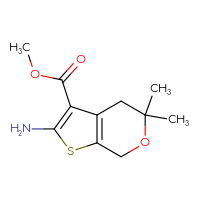 Chemical structure of methyl 2-amino-5,5-dimethyl-4H,5H,7H-thieno[2,3-c]pyran-3-carboxylate - CSSB00021610256
