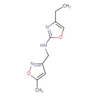 Chemical structure of 4-ethyl-N-[(5-methyl-1,2-oxazol-3-yl)methyl]-1,3-oxazol-2-amine - CSSB07179674209