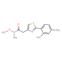 Chemical structure of 2-[2-(2,4-dimethylphenyl)-1,3-thiazol-4-yl]-N-methoxy-N-methylacetamide - CSSB01395045458