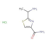 Chemical structure of 2-(1-aminoethyl)-1,3-thiazole-4-carboxamide hydrochloride - CSSB21248677534