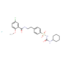 Chemical structure of potassium (5-chloro-2-methoxybenzoyl)[2-(4-{[(cyclohexylcarbamoyl)amino]sulfonyl}phenyl)ethyl]azanide - CSSB06744597791