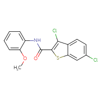 Chemical structure of 3,6-dichloro-N-(2-methoxyphenyl)-1-benzothiophene-2-carboxamide - CSSB00046157438