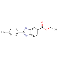 Chemical structure of ethyl 2-(4-methylphenyl)-1H-1,3-benzodiazole-6-carboxylate - CSSB02728826503