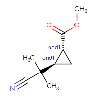 Chemical structure of rac-methyl (1R,2R)-2-(1-cyano-1-methylethyl)cyclopropane-1-carboxylate - CSSB21332841834
