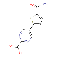 Chemical structure of 5-(5-carbamoylthiophen-2-yl)pyrimidine-2-carboxylic acid - CSSB00102726242