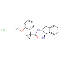 Chemical structure of N-[(1R,2R)-1-amino-2,3-dihydro-1H-inden-2-yl]-1-(2-methoxyphenyl)cyclopropane-1-carboxamide hydrochloride - CSSB00161156855