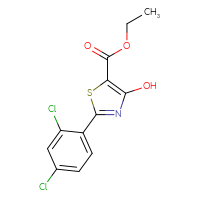 Chemical structure of ethyl 2-(2,4-dichlorophenyl)-4-hydroxy-1,3-thiazole-5-carboxylate - CSSB00000036619