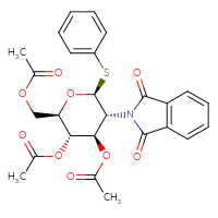 Chemical structure of [(2R,3S,4R,5R,6S)-3,4-bis(acetyloxy)-5-(1,3-dioxo-2,3-dihydro-1H-isoindol-2-yl)-6-(phenylsulfanyl)oxan-2-yl]methyl acetate - CSSS02267485254