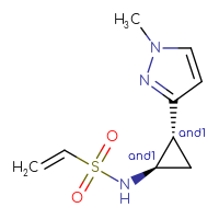 Chemical structure of rac-N-[(1R,2R)-2-(1-methyl-1H-pyrazol-3-yl)cyclopropyl]ethene-1-sulfonamide - CSSB21332050473