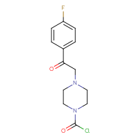 Chemical structure of 4-[2-(4-fluorophenyl)-2-oxoethyl]piperazine-1-carbonyl chloride - CSSB21224765113