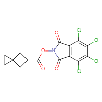 Chemical structure of 4,5,6,7-tetrachloro-1,3-dioxo-2,3-dihydro-1H-isoindol-2-yl spiro[2.3]hexane-5-carboxylate - CSSB20269989770