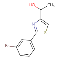 Chemical structure of 1-[2-(3-bromophenyl)-1,3-thiazol-4-yl]ethan-1-ol - CSSB00012101168