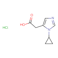 Chemical structure of 2-(1-cyclopropyl-1H-imidazol-5-yl)acetic acid hydrochloride - CSSB06354213475