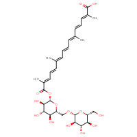 Chemical structure of (2E,4E,6E,8E,10E,12E,14E)-2,6,11,15-tetramethyl-16-oxo-16-{[(2S,3R,4S,5S,6R)-3,4,5-trihydroxy-6-({[(2R,3R,4S,5S,6R)-3,4,5-trihydroxy-6-(hydroxymethyl)oxan-2-yl]oxy}methyl)oxan-2-yl]oxy}hexadeca-2,4,6,8,10,12,14-heptaenoic acid - CSSB00159279212