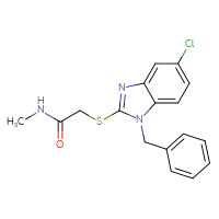 Chemical structure of 2-[(1-benzyl-5-chloro-1H-1,3-benzodiazol-2-yl)sulfanyl]-N-methylacetamide - CSSB00025858016