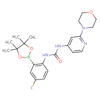 Chemical structure of 3-[4-fluoro-2-(4,4,5,5-tetramethyl-1,3,2-dioxaborolan-2-yl)phenyl]-1-[2-(morpholin-4-yl)pyridin-4-yl]urea - CSSB21332163211
