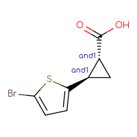 Chemical structure of rac-(1R,2R)-2-(5-bromothiophen-2-yl)cyclopropane-1-carboxylic acid - CSSB02125419177