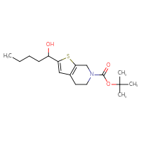 Chemical structure of tert-butyl 2-(1-hydroxypentyl)-4H,5H,6H,7H-thieno[2,3-c]pyridine-6-carboxylate - CSSB15019936589