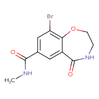 Chemical structure of 9-bromo-N-methyl-5-oxo-2,3,4,5-tetrahydro-1,4-benzoxazepine-7-carboxamide - CSSB01150689079
