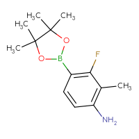 Chemical structure of 3-fluoro-2-methyl-4-(4,4,5,5-tetramethyl-1,3,2-dioxaborolan-2-yl)aniline - CSSB00021212642