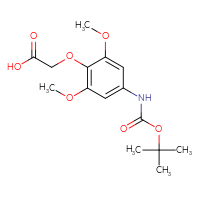 Chemical structure of 2-(4-{[(tert-butoxy)carbonyl]amino}-2,6-dimethoxyphenoxy)acetic acid - CSSB21432502593