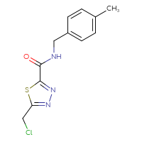 Chemical structure of 5-(chloromethyl)-N-[(4-methylphenyl)methyl]-1,3,4-thiadiazole-2-carboxamide - CSSB00000736699