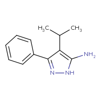 Chemical structure of 3-phenyl-4-(propan-2-yl)-1H-pyrazol-5-amine - CSSB00013493546