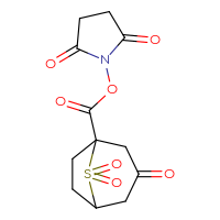 Chemical structure of 2,5-dioxopyrrolidin-1-yl 3,8,8-trioxo-8λ⁶-thiabicyclo[3.2.1]octane-1-carboxylate - CSSB20269602160