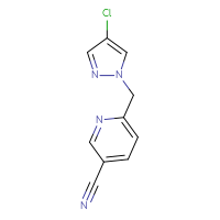 Chemical structure of 6-[(4-chloro-1H-pyrazol-1-yl)methyl]pyridine-3-carbonitrile - CSSB01459824192