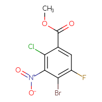 Chemical structure of methyl 4-bromo-2-chloro-5-fluoro-3-nitrobenzoate - CSSB06655594680