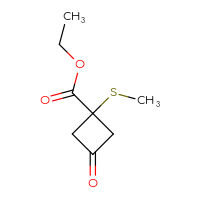 Chemical structure of ethyl 1-(methylsulfanyl)-3-oxocyclobutane-1-carboxylate - CSSB00041786816