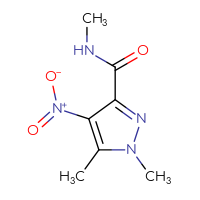Chemical structure of N,1,5-trimethyl-4-nitro-1H-pyrazole-3-carboxamide - CSSB02283618748