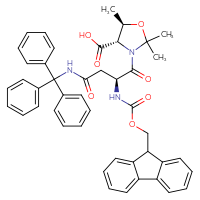 Chemical structure of (4S,5R)-3-[(2S)-2-({[(9H-fluoren-9-yl)methoxy]carbonyl}amino)-3-[(triphenylmethyl)carbamoyl]propanoyl]-2,2,5-trimethyl-1,3-oxazolidine-4-carboxylic acid - CSSB02125556228