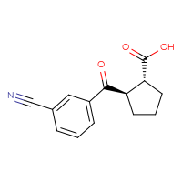 Chemical structure of (1R,2R)-2-(3-cyanobenzoyl)cyclopentane-1-carboxylic acid - CSSB00025752668