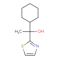 Chemical structure of 1-cyclohexyl-1-(1,3-thiazol-2-yl)ethan-1-ol - CSSB00023600032