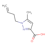 Chemical structure of 1-(but-3-en-1-yl)-5-methyl-1H-pyrazole-3-carboxylic acid - CSSB06741707210