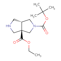 Chemical structure of 2-tert-butyl 3a-ethyl (3aR,6aR)-octahydropyrrolo[3,4-c]pyrrole-2,3a-dicarboxylate - CSSB00135128558