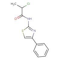 Chemical structure of 2-chloro-N-(4-phenyl-1,3-thiazol-2-yl)propanamide - CSSB00028099760