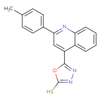 Chemical structure of 5-[2-(4-methylphenyl)quinolin-4-yl]-1,3,4-oxadiazole-2-thiol - CSSB00000683655