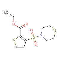 Chemical structure of ethyl 3-(thiomorpholine-4-sulfonyl)thiophene-2-carboxylate - CSSB00061072658